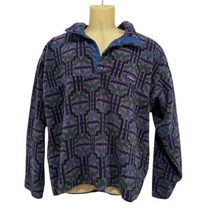 Vintage Patagonia Pullover Fleece Sweater Aztec Mens L 90s Tehuelche Carbon